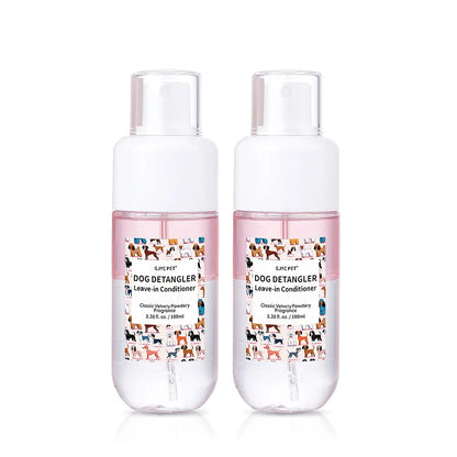GJYC PET Dog Detangler & Dematting Liquid Spray - Leave-In Conditioner with Classic Powdery Scent, Natural Ingredients, Coconut Oil, Jojoba Oil, Squalane, Gentle & Safe for Puppies, No Sticky Residue, 3.38 Fl.Oz, 36 Months Shelf Life, Gentle and Safe For,