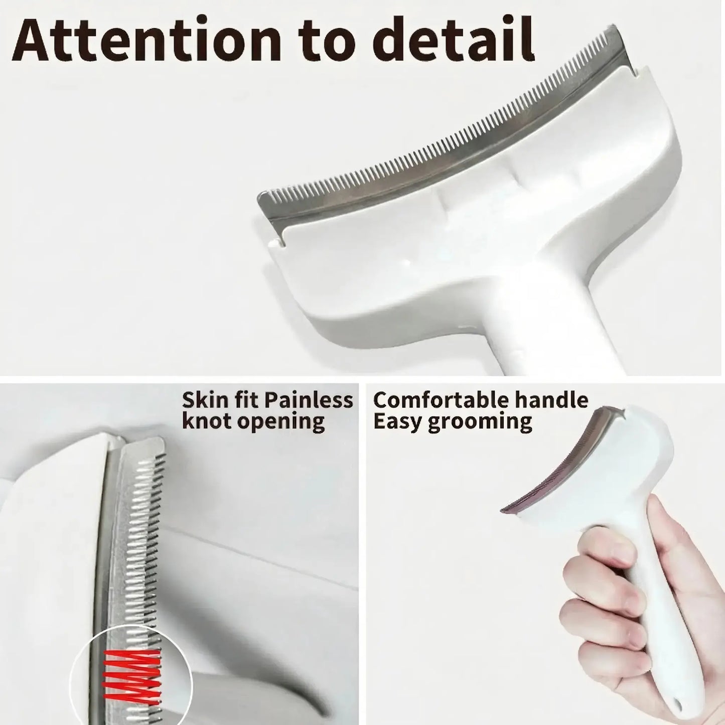 Professional Pet Deshedding Brush - Compact Undercoat Rake with Dense Teeth, Gentle on Skin, Premium Plastic Tool for Long-Hair Dogs & Cats, Fast Fur Removal, Dematting, Easy Daily Clean