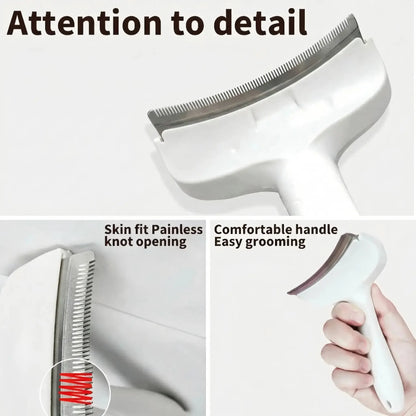 Professional Pet Deshedding Brush - Compact Undercoat Rake with Dense Teeth, Gentle on Skin, Premium Plastic Tool for Long-Hair Dogs & Cats, Fast Fur Removal, Dematting, Easy Daily Clean