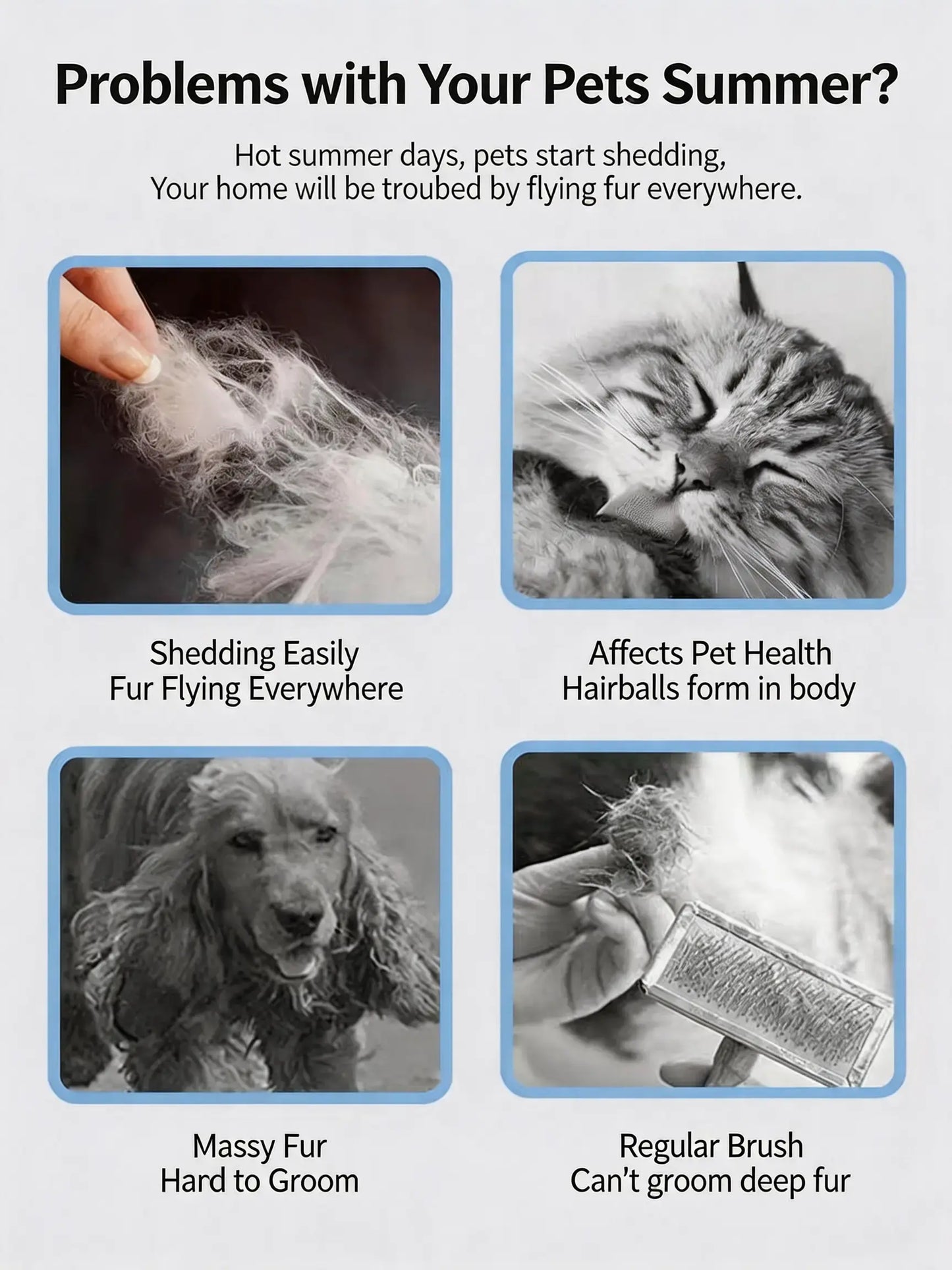 Professional Pet Deshedding Brush - Compact Undercoat Rake with Dense Teeth, Gentle on Skin, Premium Plastic Tool for Long-Hair Dogs & Cats, Fast Fur Removal, Dematting, Easy Daily Clean