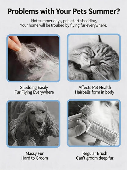 Professional Pet Deshedding Brush - Compact Undercoat Rake with Dense Teeth, Gentle on Skin, Premium Plastic Tool for Long-Hair Dogs & Cats, Fast Fur Removal, Dematting, Easy Daily Clean