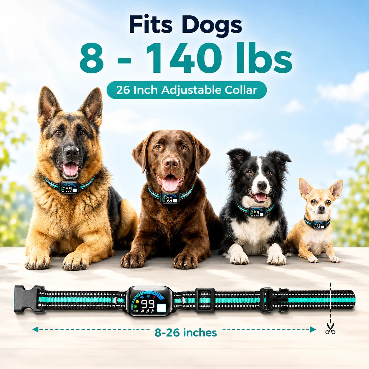 Sevy 3300FT Waterproof E Collar with Beep/Vibration/Shock/Anti Bark 4 Modes for Small Medium Large Dogs, 2-In-1 Dog Shock & Bark Collar 2 Pack, Color Screen Dog Training Collar with Remote for 2 Dogs, Rechargeable LCD Dog Training Collar Puppy Tool Guard