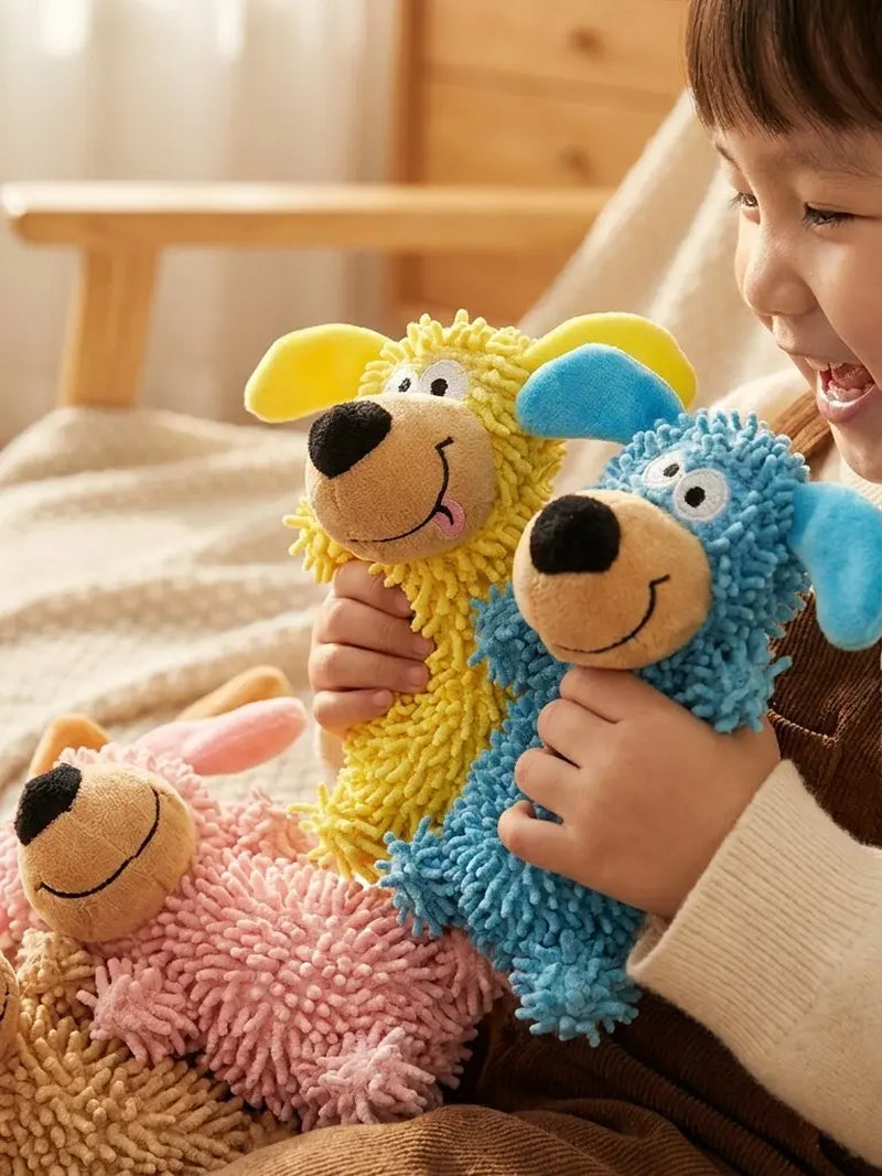 Interactive Plush Dog Toy - Squeaky Puppy Shape Chew Toy for Small and Medium Dogs, Ideal for Play, Fetch, and Teething
