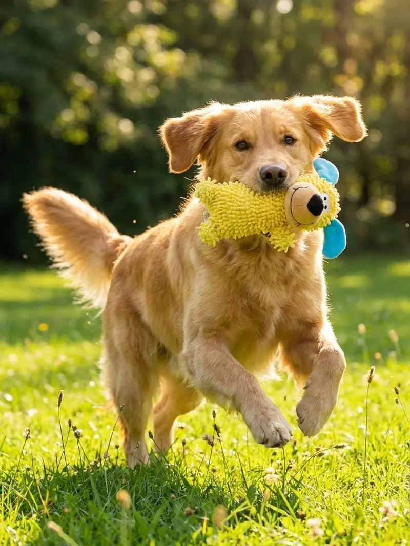 Interactive Plush Dog Toy - Squeaky Puppy Shape Chew Toy for Small and Medium Dogs, Ideal for Play, Fetch, and Teething