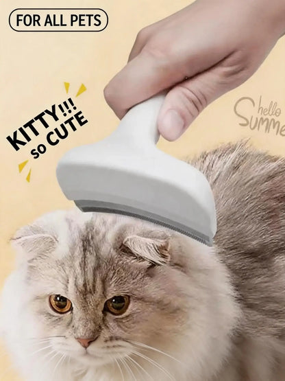 Professional Pet Deshedding Brush - Compact Undercoat Rake with Dense Teeth, Gentle on Skin, Premium Plastic Tool for Long-Hair Dogs & Cats, Fast Fur Removal, Dematting, Easy Daily Clean