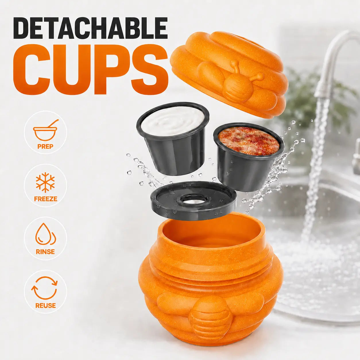 3-in-1 Honey Jar Dog Toy - Freezable Lick Bowl, Treat Dispenser, and Chew-Resistant Enrichment Toy with Dual Detachable Cups for Freeze Use, Daily Play, and Camping Essentials