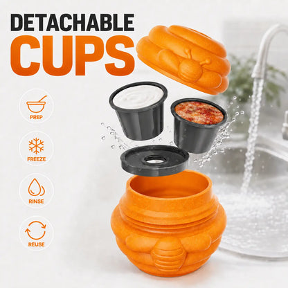 3-in-1 Honey Jar Dog Toy - Freezable Lick Bowl, Treat Dispenser, and Chew-Resistant Enrichment Toy with Dual Detachable Cups for Freeze Use, Daily Play, and Camping Essentials