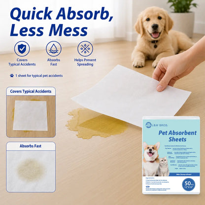 L&W BROS. Pet Absorbent Sheets - Advanced Quick Absorbent Paper Towels for Effective Dog Urine Stain and Odor Removal