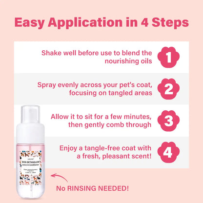 GJYC PET Dog Detangler & Dematting Liquid Spray - Leave-In Conditioner with Classic Powdery Scent, Natural Ingredients, Coconut Oil, Jojoba Oil, Squalane, Gentle & Safe for Puppies, No Sticky Residue, 3.38 Fl.Oz, 36 Months Shelf Life, Gentle and Safe For,