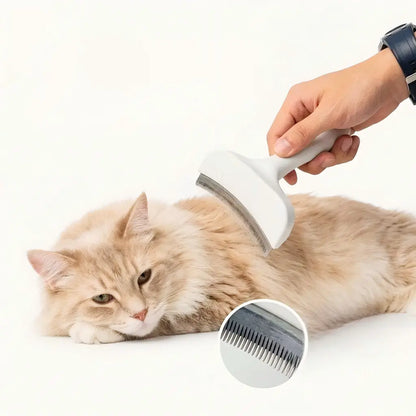 Professional Pet Deshedding Brush - Compact Undercoat Rake with Dense Teeth, Gentle on Skin, Premium Plastic Tool for Long-Hair Dogs & Cats, Fast Fur Removal, Dematting, Easy Daily Clean
