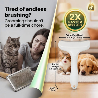 Professional Pet Deshedding Brush - Compact Undercoat Rake with Dense Teeth, Gentle on Skin, Premium Plastic Tool for Long-Hair Dogs & Cats, Fast Fur Removal, Dematting, Easy Daily Clean
