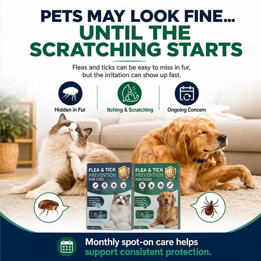 Spot on Pet Daily Topical Skin Care Serum - 6-Tube Pack, Soothing Cleansing Liquid for Cats & Dogs, Supports 6 Months of Use, Provides 30 Days of Skin Relief