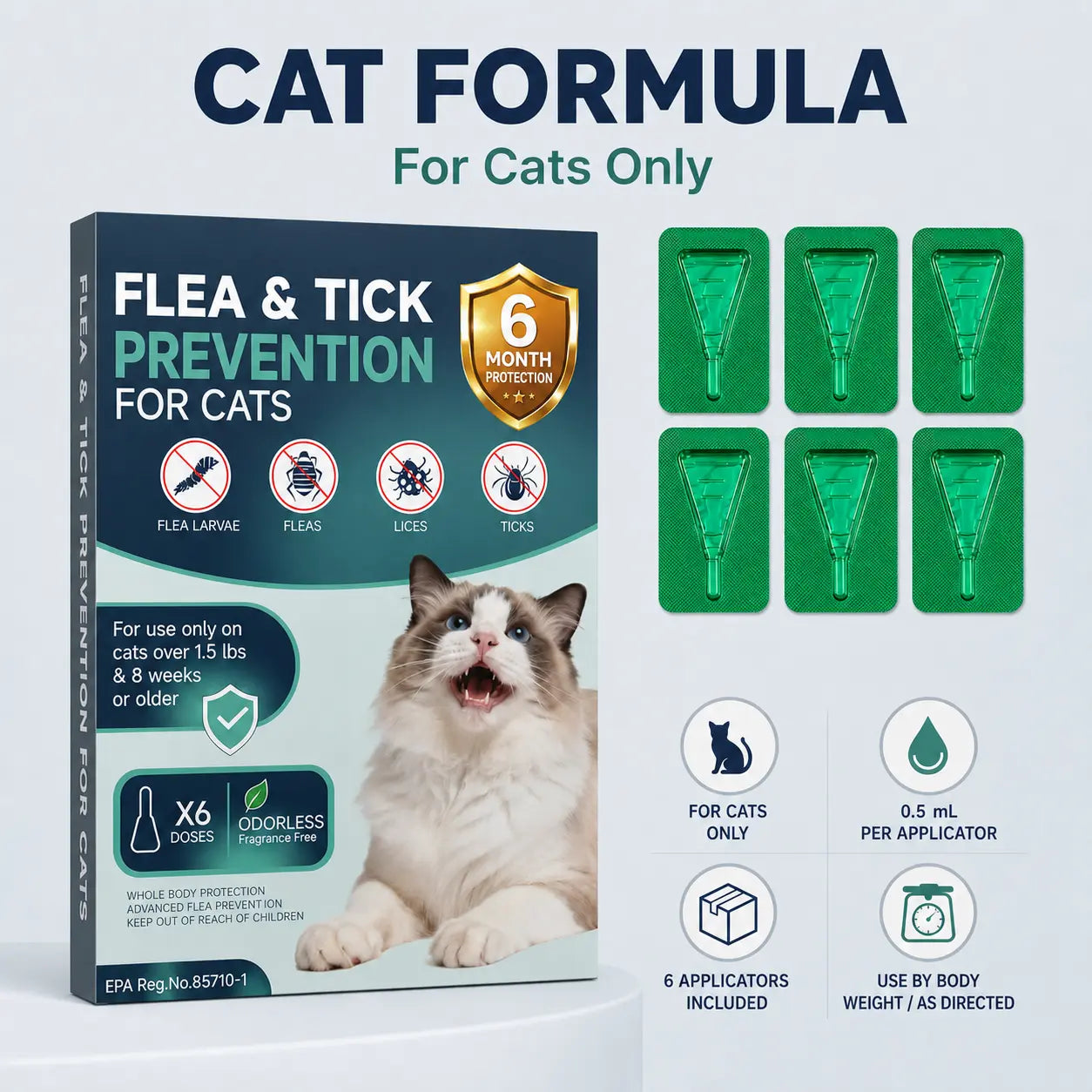 Spot on Pet Daily Topical Skin Care Serum - 6-Tube Pack, Soothing Cleansing Liquid for Cats & Dogs, Supports 6 Months of Use, Provides 30 Days of Skin Relief