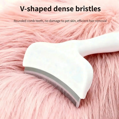 Professional Pet Deshedding Brush - Compact Undercoat Rake with Dense Teeth, Gentle on Skin, Premium Plastic Tool for Long-Hair Dogs & Cats, Fast Fur Removal, Dematting, Easy Daily Clean