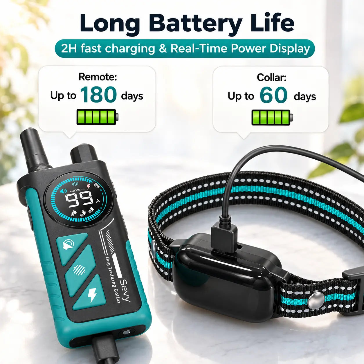 Sevy 3300FT Waterproof E Collar with Beep/Vibration/Shock/Anti Bark 4 Modes for Small Medium Large Dogs, 2-In-1 Dog Shock & Bark Collar 2 Pack, Color Screen Dog Training Collar with Remote for 2 Dogs, Rechargeable LCD Dog Training Collar Puppy Tool Guard