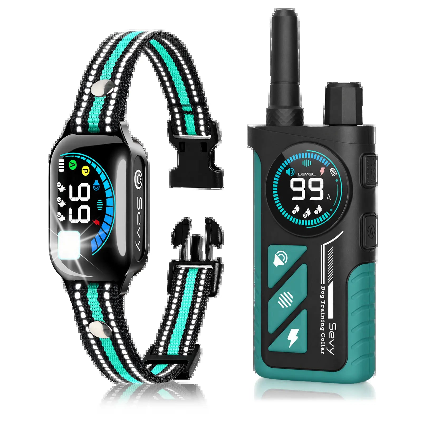 Sevy 3300FT Waterproof E Collar with Beep/Vibration/Shock/Anti Bark 4 Modes for Small Medium Large Dogs, 2-In-1 Dog Shock & Bark Collar 2 Pack, Color Screen Dog Training Collar with Remote for 2 Dogs, Rechargeable LCD Dog Training Collar Puppy Tool Guard