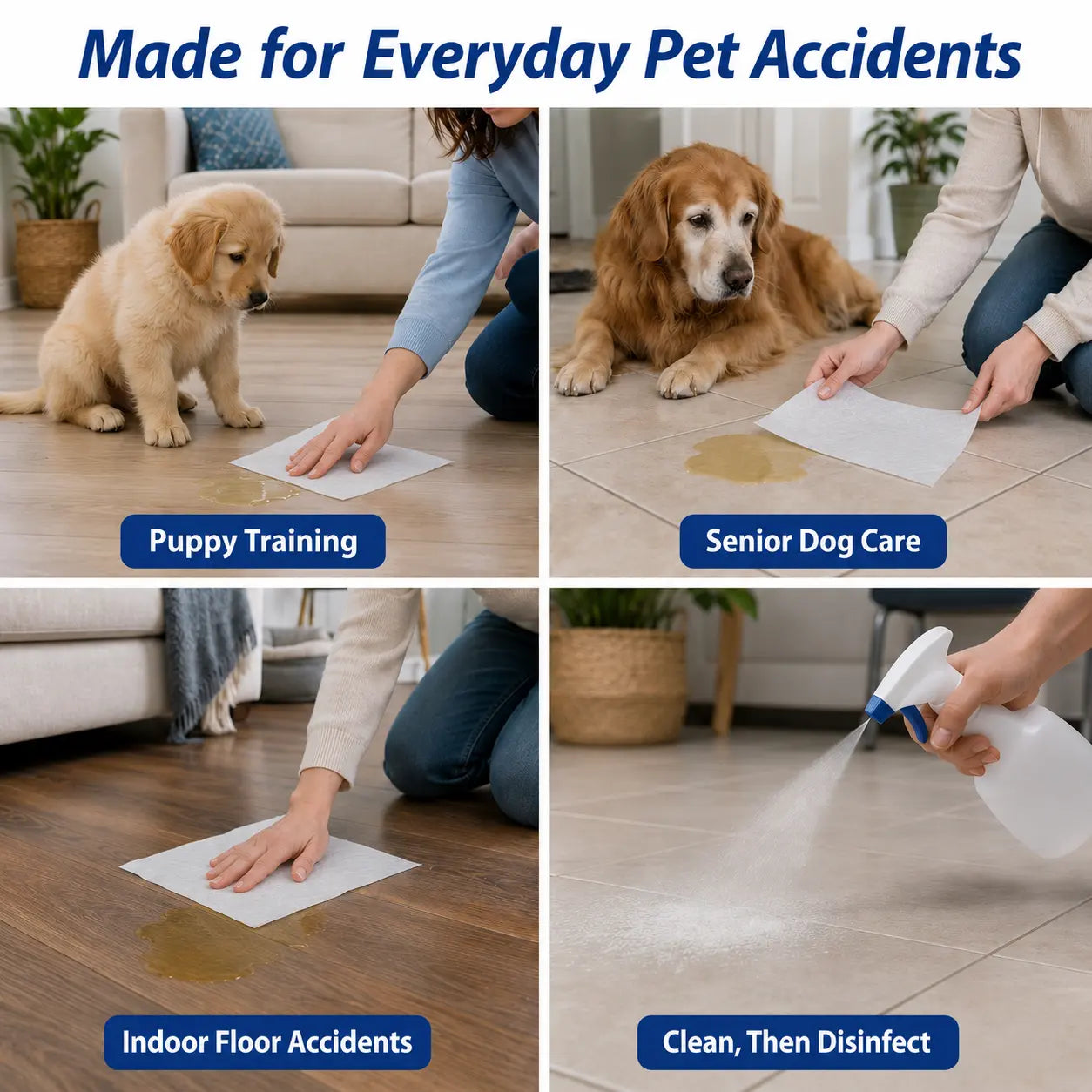 L&W BROS. Pet Absorbent Sheets - Advanced Quick Absorbent Paper Towels for Effective Dog Urine Stain and Odor Removal