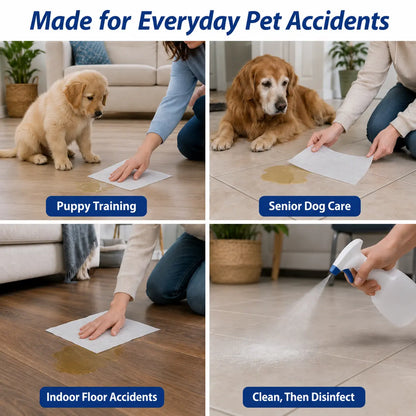 L&W BROS. Pet Absorbent Sheets - Advanced Quick Absorbent Paper Towels for Effective Dog Urine Stain and Odor Removal