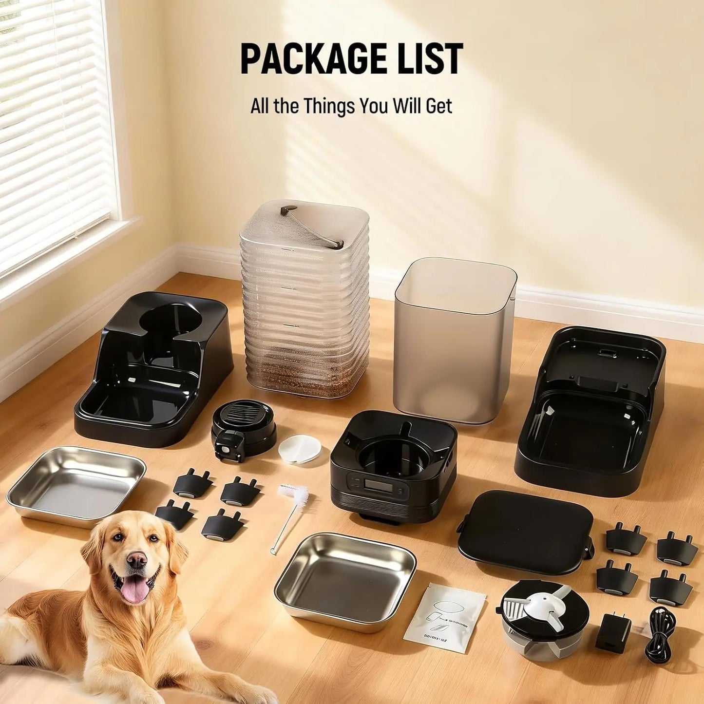 Automatic Pet Feeder & Water Dispenser Combo, 7L Timed Food Dispenser + 8L Gravity Waterer with Stainless Steel Bowls, Raised Anti-Strain Base, up to 6 Programmable Meals, Battery & Plug-In Dual Power for Cats & Small Dogs