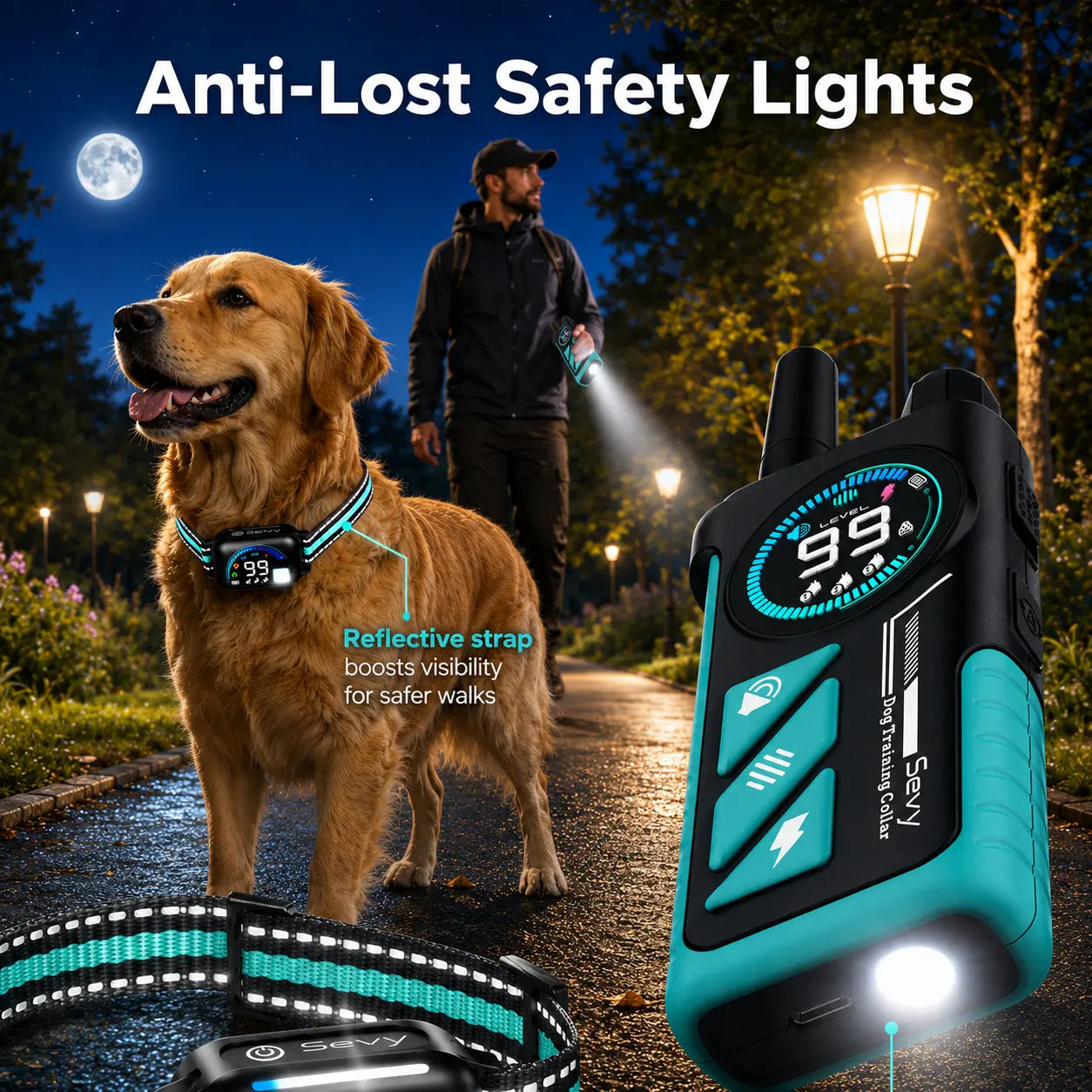 Sevy 3300FT Waterproof E Collar with Beep/Vibration/Shock/Anti Bark 4 Modes for Small Medium Large Dogs, 2-In-1 Dog Shock & Bark Collar 2 Pack, Color Screen Dog Training Collar with Remote for 2 Dogs, Rechargeable LCD Dog Training Collar Puppy Tool Guard