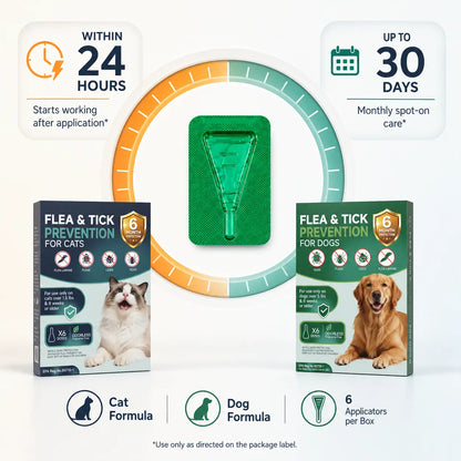 Spot on Pet Daily Topical Skin Care Serum - 6-Tube Pack, Soothing Cleansing Liquid for Cats & Dogs, Supports 6 Months of Use, Provides 30 Days of Skin Relief