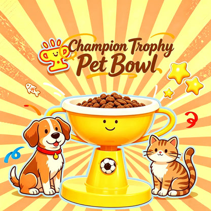 UFORU Trophy Shaped Raised Pet Food Bowl - Adjustable Tilted Ceramic Feeder, Neck-Friendly, Anti-Slip, for Cats & Small Medium Dogs