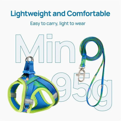 Petthem Adjustable Reflective Soft Mesh Cat Harness and Leash Set - Lightweight, Escape-Proof Walking Vest for Cats and Small Dogs, Perfect for Outdoor Adventures